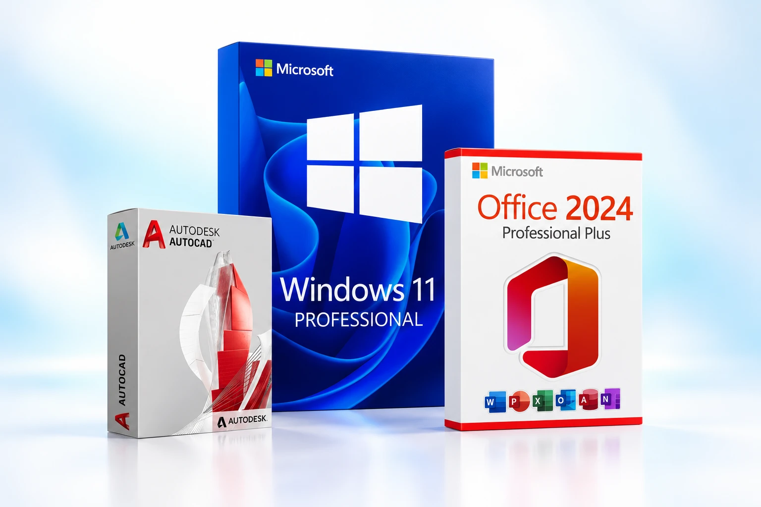 Software Windows, Microsoft Office e AutoCAD